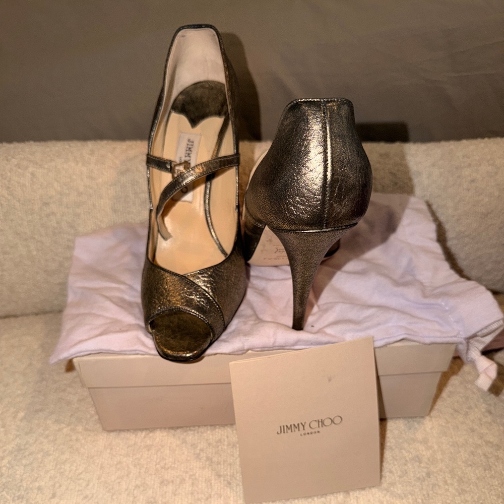 Jimmy Choo Texture Metallic Leather Heel
